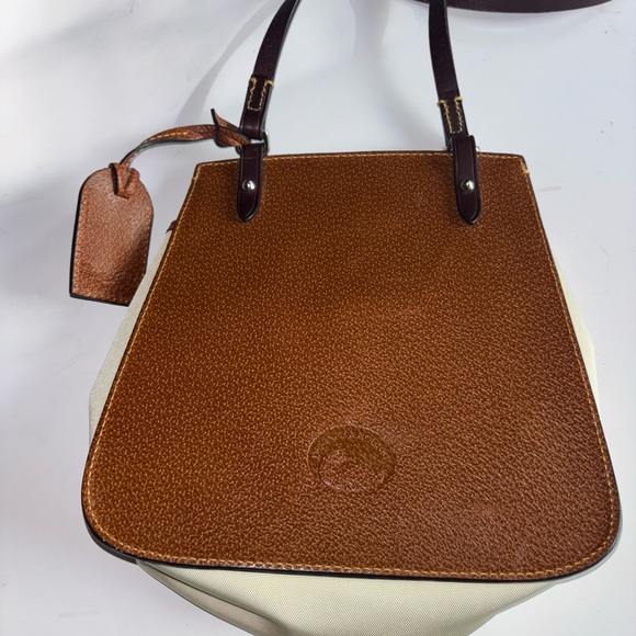 Vintage Dooney and Bourke Leather and Nylon Crossbody Bag offwhite/brown NWOT - Picture 5 of 6